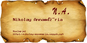 Nikolay Annamária névjegykártya